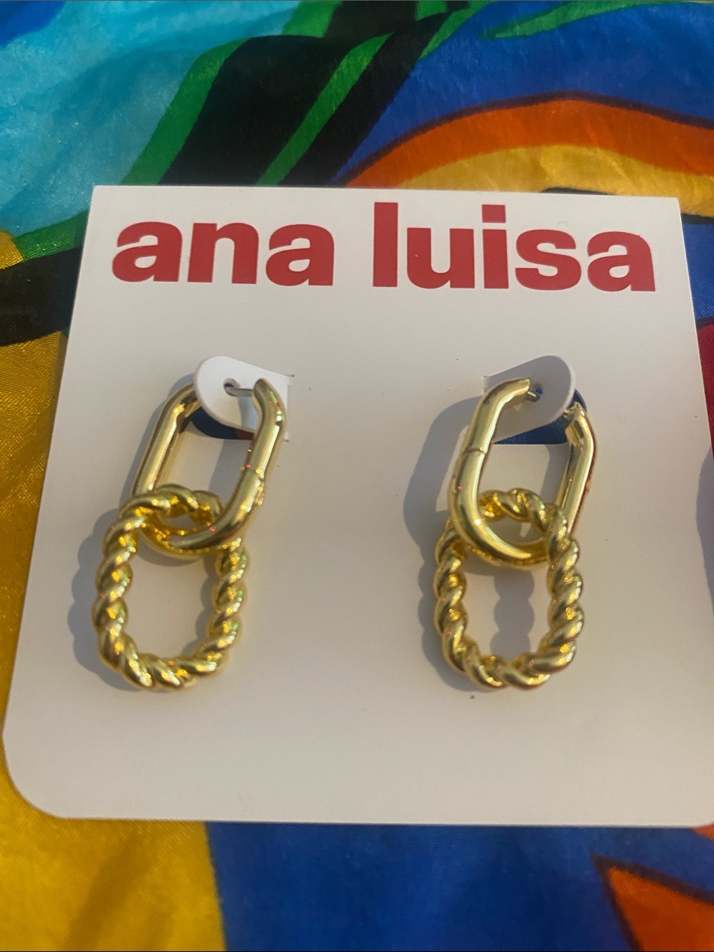 Ana Luisa Gold Double-Link Twisted Drop Earrings